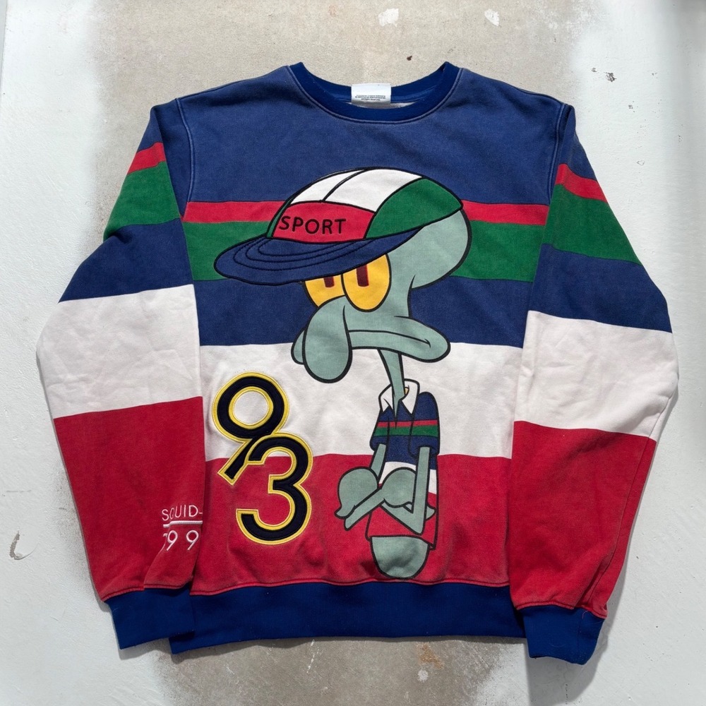 SpongeBob SquarePants Squidward Squid-Lo 1993 Sport Striped Sweatshirt XL Mens